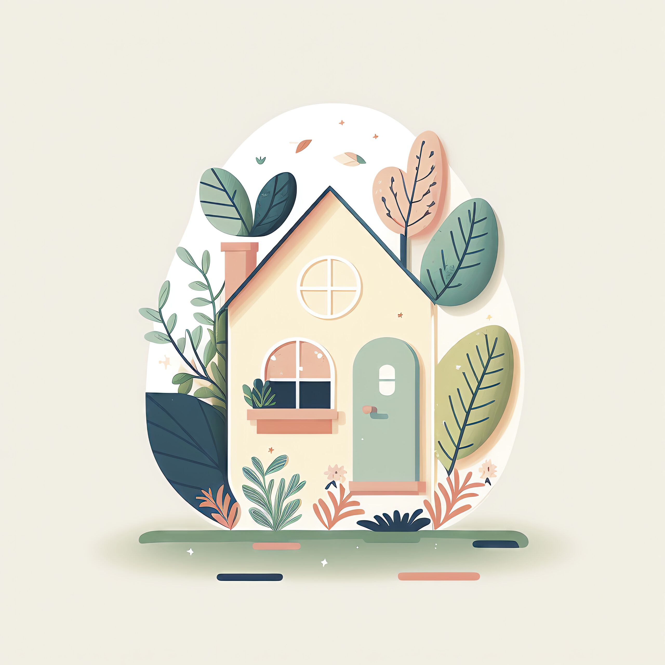 Cozy Home Icon on Pastel Background